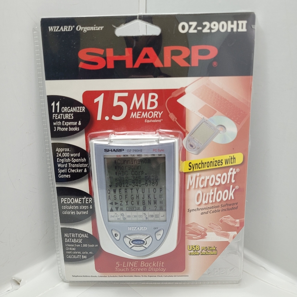 SHARP WIZARD ELECTRONIC ORGANIZER PDA MICROSOFT OUTLOOK I.5MB MODEL 0Z-290H